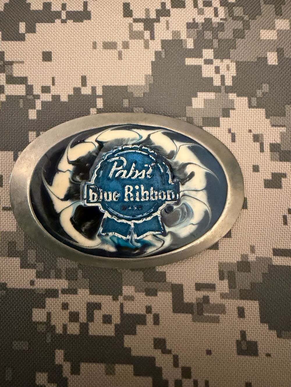 Vintage Pabst Blue Ribbon Enamel Belt Buckle